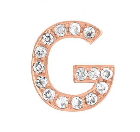 Rose Gold, White Diamond Letter Bead - Image 9