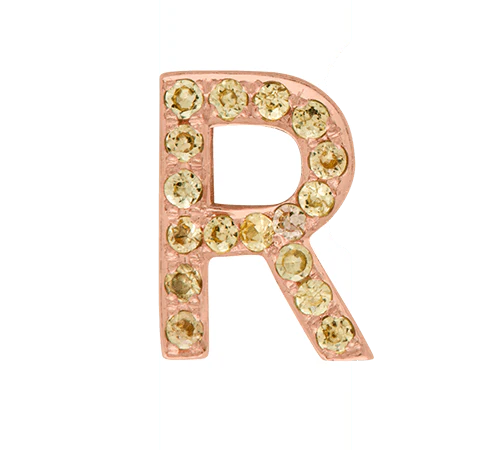 Rose Gold, Yellow Sapphire Letter Bead - Image 20