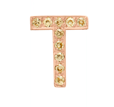 Rose Gold, Yellow Sapphire Letter Bead - Image 22