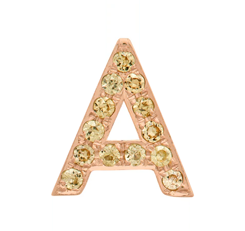 Rose Gold, Yellow Sapphire Letter Bead - Image 3