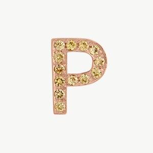 Rose Gold, Yellow Sapphire Letter Bead - Image 44