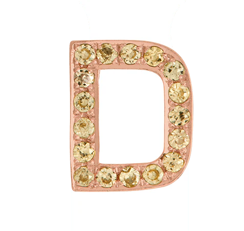 Rose Gold, Yellow Sapphire Letter Bead - Image 6