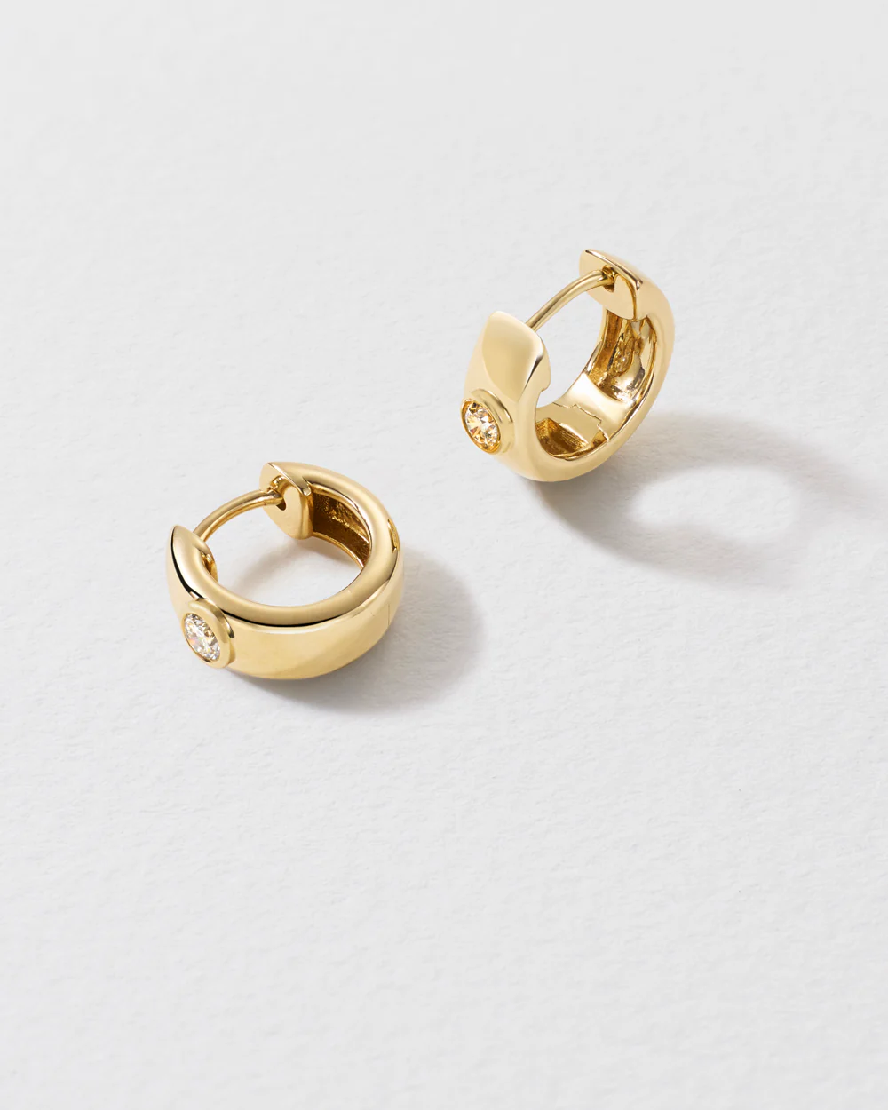 Round Diamond Everyday Hoop Earrings - Image 3