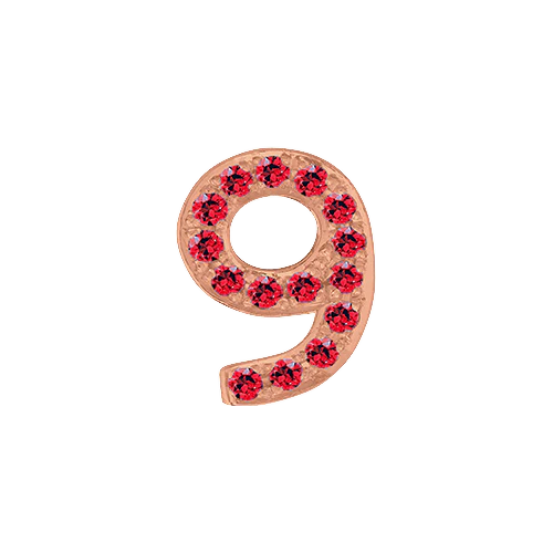 Ruby + 14k Rose Gold Number Charm - Image 10