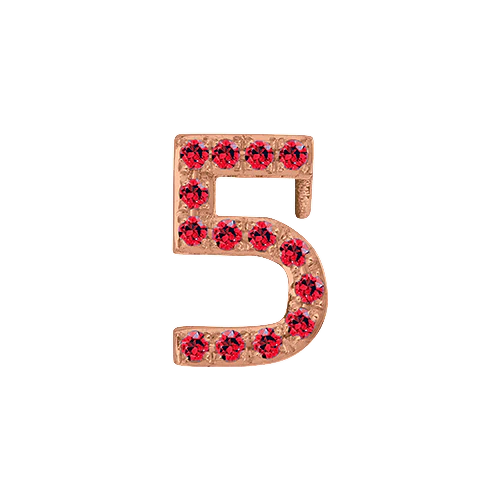 Ruby + 14k Rose Gold Number Charm - Image 6