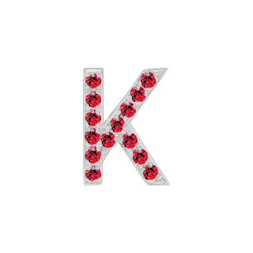 Ruby + 14k White Gold Letter Charm - Image 11