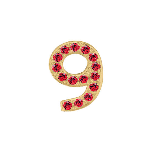 Ruby + 14k Yellow Gold Number Charm - Image 10