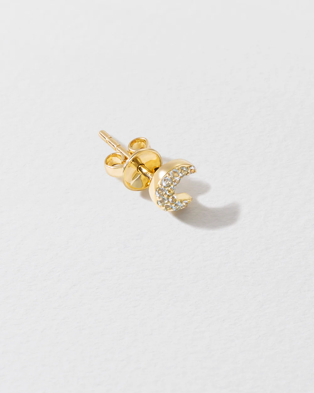 Topaz Crescent Moon Icon Stud Earring - Image 2