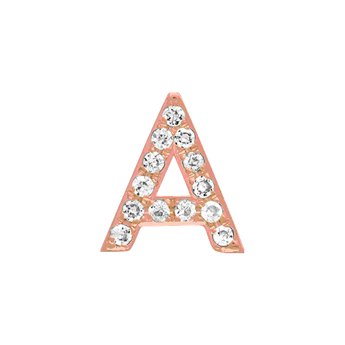White Diamond + 14k Rose Gold Letter Charm