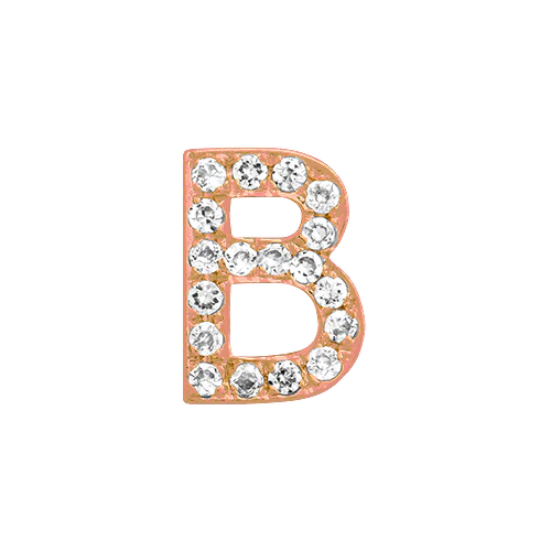 White Diamond + 14k Rose Gold Letter Charm - Image 2