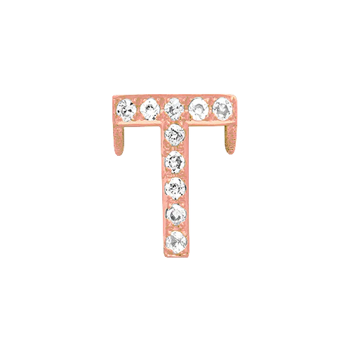 White Diamond + 14k Rose Gold Letter Charm - Image 20