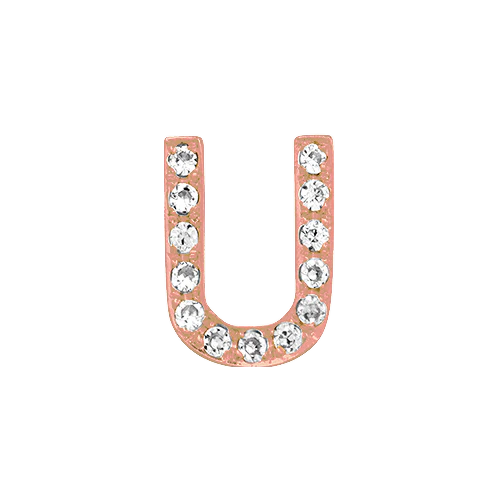 White Diamond + 14k Rose Gold Letter Charm - Image 21