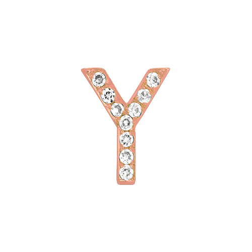 White Diamond + 14k Rose Gold Letter Charm - Image 25