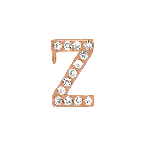 White Diamond + 14k Rose Gold Letter Charm - Image 26