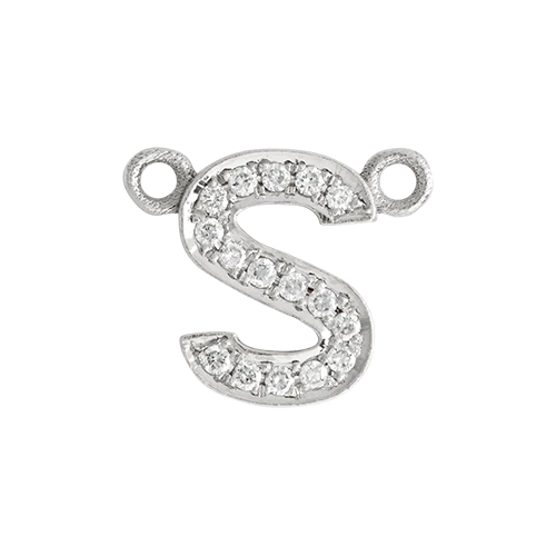White Diamond + 14k White Gold Letter Charm - Image 12