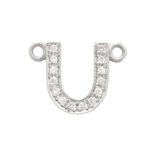 White Diamond + 14k White Gold Letter Charm - Image 14