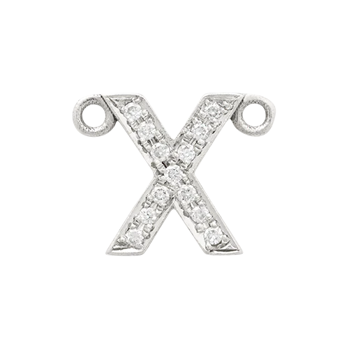 White Diamond + 14k White Gold Letter Charm - Image 15