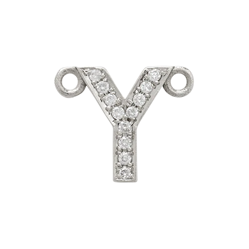 White Diamond + 14k White Gold Letter Charm - Image 16