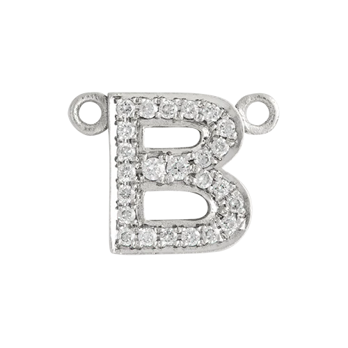 White Diamond + 14k White Gold Letter Charm - Image 18