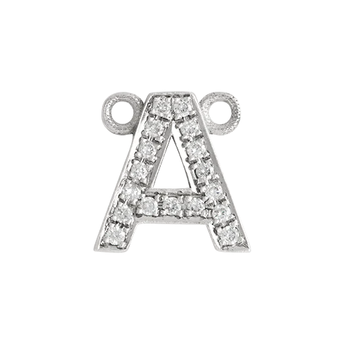 White Diamond + 14k White Gold Letter Charm - Image 2