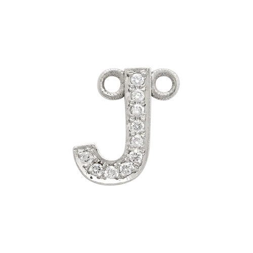 White Diamond + 14k White Gold Letter Charm - Image 21