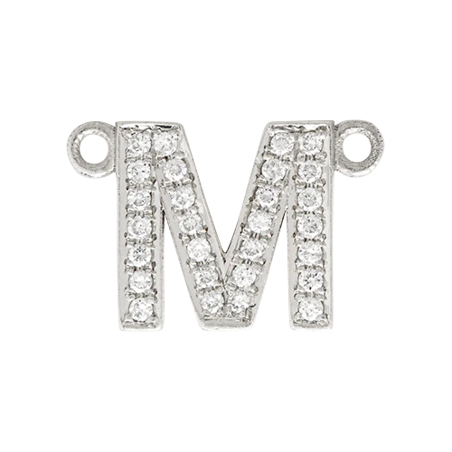 White Diamond + 14k White Gold Letter Charm - Image 23