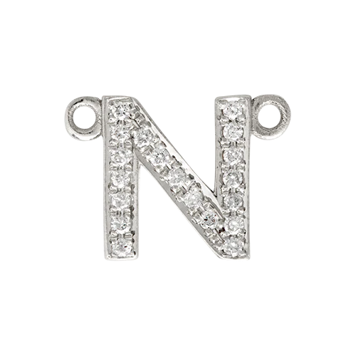 White Diamond + 14k White Gold Letter Charm - Image 24