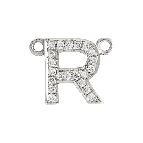 White Diamond + 14k White Gold Letter Charm - Image 25