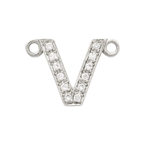 White Diamond + 14k White Gold Letter Charm - Image 26