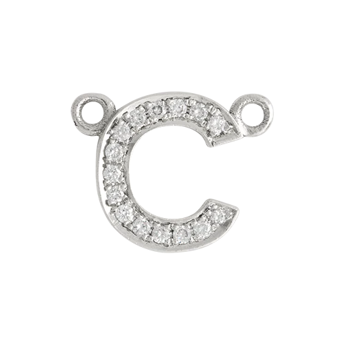 White Diamond + 14k White Gold Letter Charm - Image 3