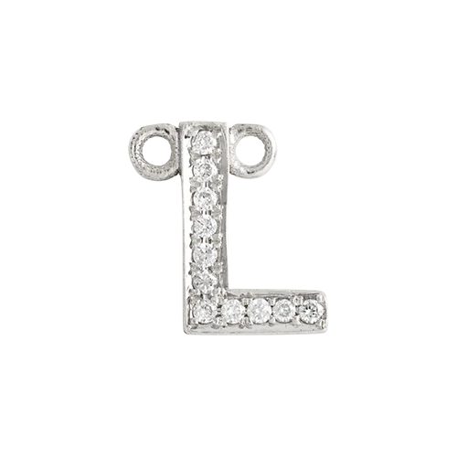 White Diamond + 14k White Gold Letter Charm - Image 8