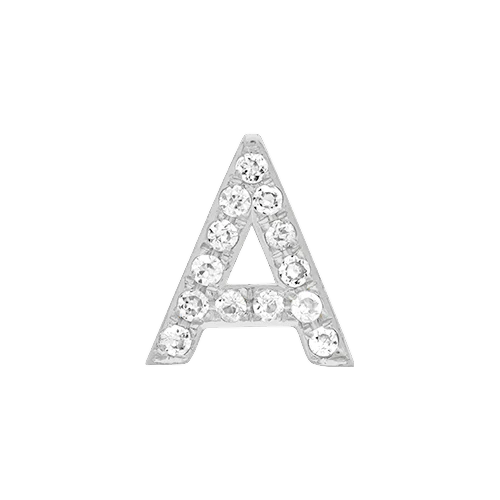 White Diamond + 14k White Gold Letter Charm