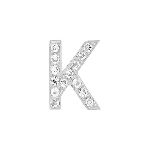White Diamond + 14k White Gold Letter Charm - Image 11