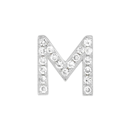 White Diamond + 14k White Gold Letter Charm - Image 13
