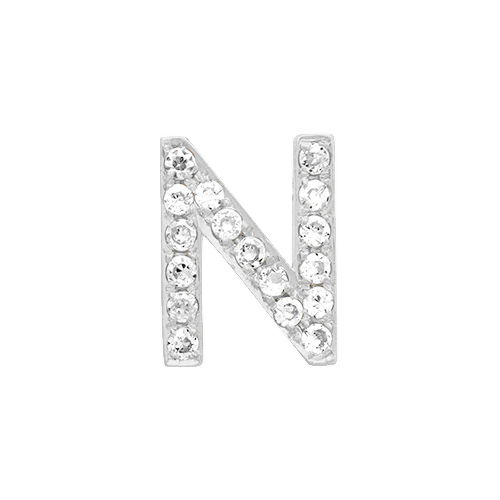White Diamond + 14k White Gold Letter Charm - Image 14