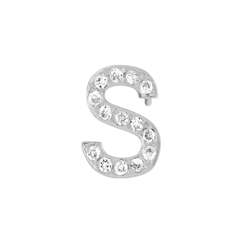 White Diamond + 14k White Gold Letter Charm - Image 19