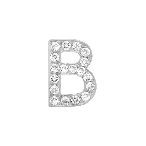 White Diamond + 14k White Gold Letter Charm - Image 2
