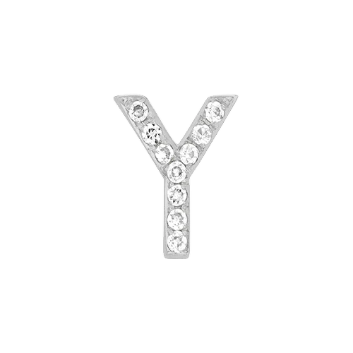 White Diamond + 14k White Gold Letter Charm - Image 25