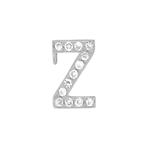 White Diamond + 14k White Gold Letter Charm - Image 26