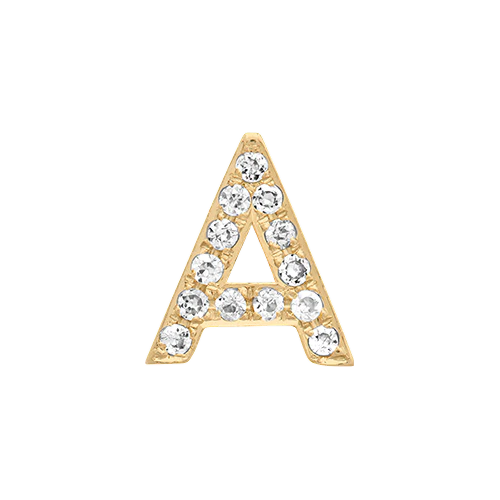 White Diamond + 14k Yellow Gold Letter Charm