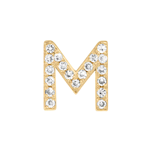 White Diamond + 14k Yellow Gold Letter Charm - Image 13