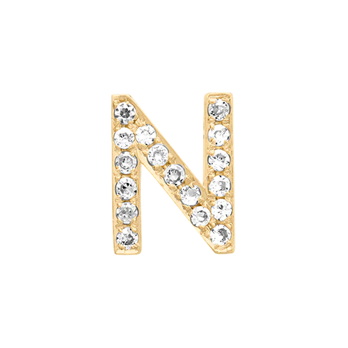 White Diamond + 14k Yellow Gold Letter Charm - Image 14
