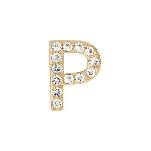 White Diamond + 14k Yellow Gold Letter Charm - Image 16