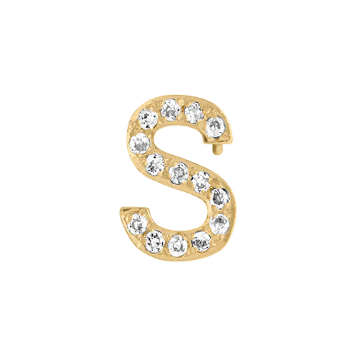 White Diamond + 14k Yellow Gold Letter Charm - Image 19