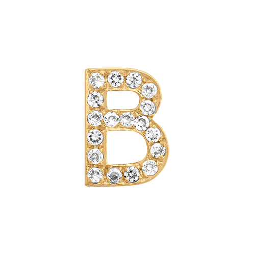 White Diamond + 14k Yellow Gold Letter Charm - Image 2