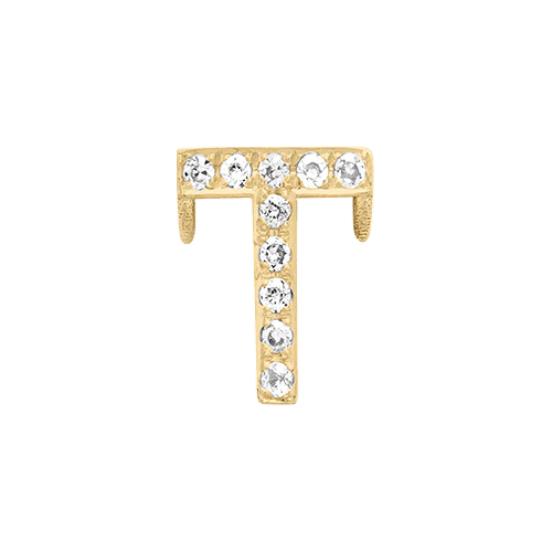 White Diamond + 14k Yellow Gold Letter Charm - Image 20