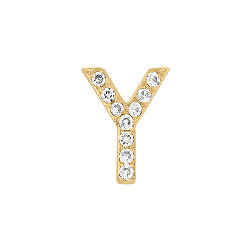 White Diamond + 14k Yellow Gold Letter Charm - Image 25