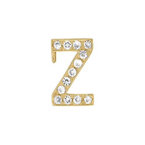 White Diamond + 14k Yellow Gold Letter Charm - Image 26