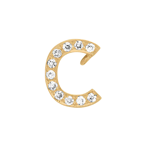 White Diamond + 14k Yellow Gold Letter Charm - Image 3