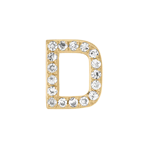 White Diamond + 14k Yellow Gold Letter Charm - Image 4